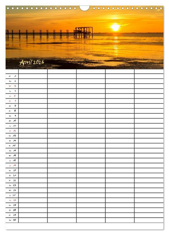 Produktbild: Idyllisches Florida / Familienplaner (Wandkalender 2026 DIN A3 hoch), CALVENDO Monatskalender