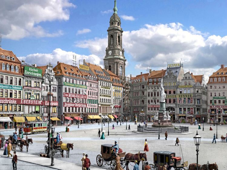 Produktbild: CALVENDO Puzzle Dresden - Kreuzkirche und Altmarkt um 1900 | 1000 Teile Lege-Gr&ouml;&szlig;e 64x48cm Foto-Puzzle f&uuml;r gl&uuml;ckliche Stunden