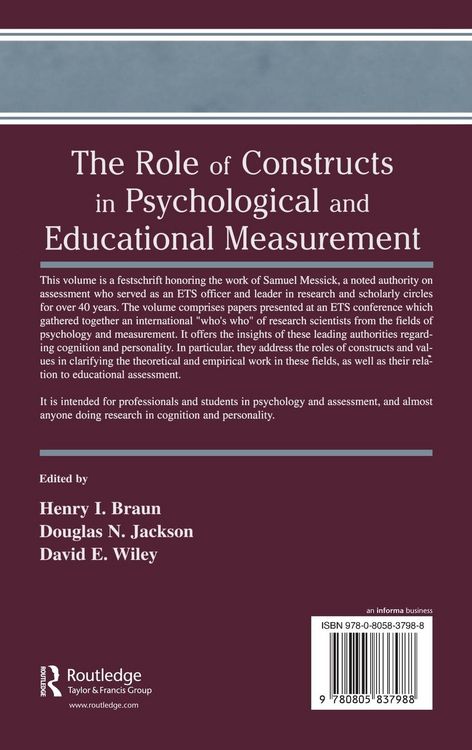 Produktbild: The Role of Constructs in Psychological and Educational Measurement
