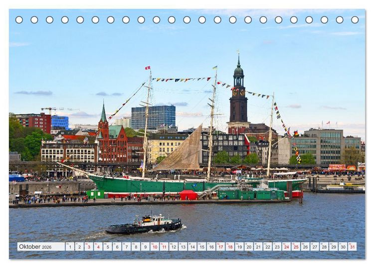 Produktbild: Hamburg mit Hafengeburtstag (Tischkalender 2026 DIN A5 quer), CALVENDO Monatskalender