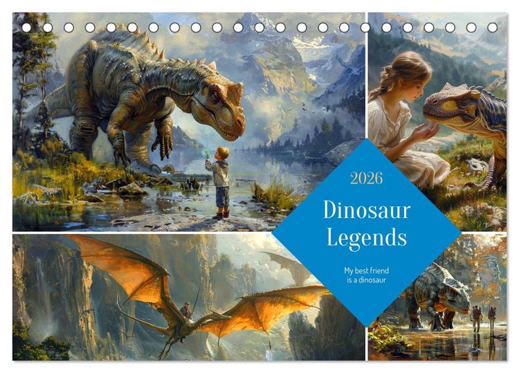 Produktbild: Dinosaur Legends (Desk Calendar 2026 DIN A5 landscape), CALVENDO 12 Month DeskCalendar