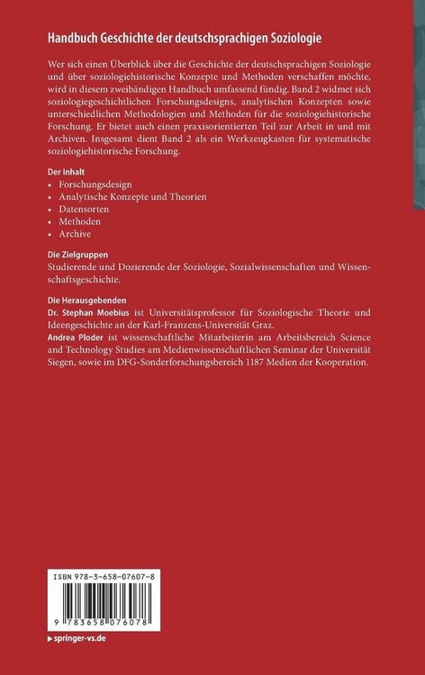 Produktbild: Handbuch Geschichte der deutschsprachigen Soziologie