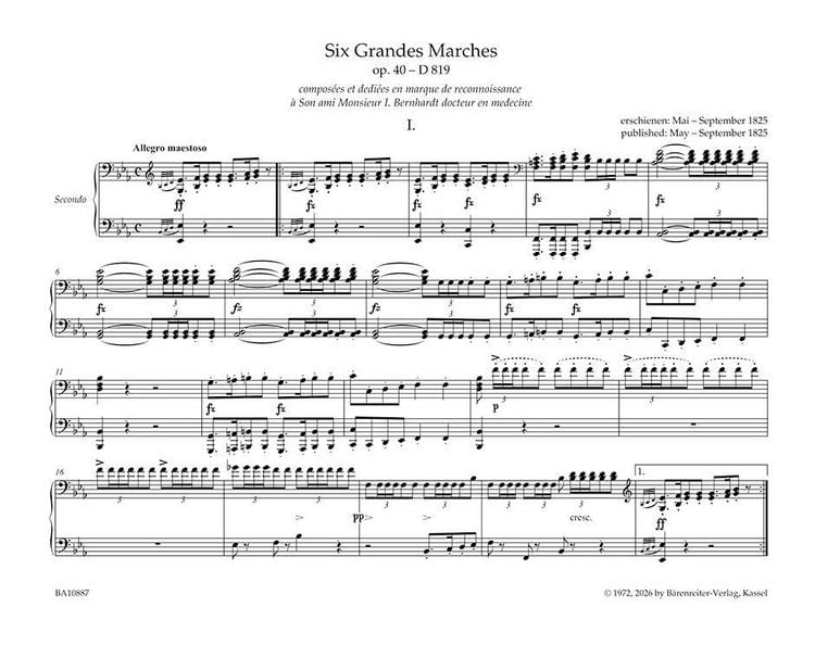 Produktbild: Six Grandes Marches f&uuml;r Klavier zu vier H&auml;nden op. 40 D 819