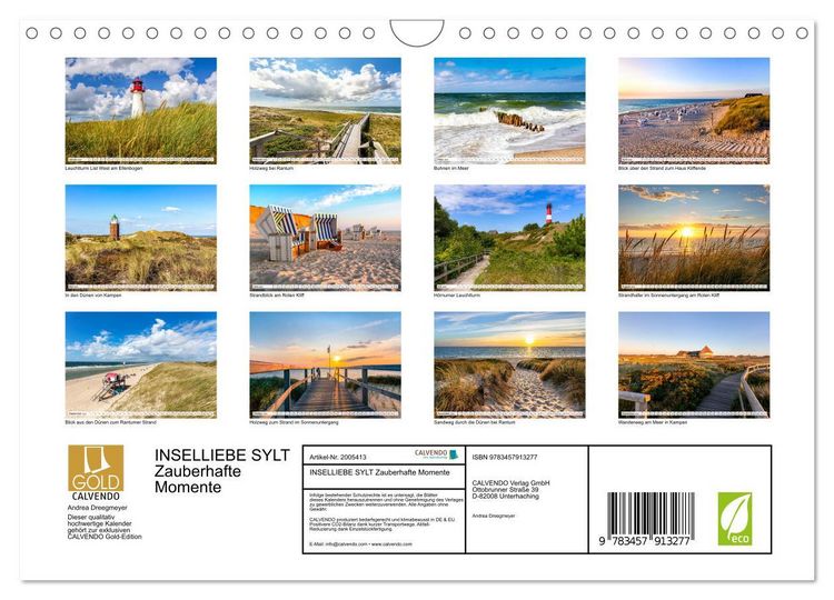 Produktbild: INSELLIEBE SYLT Zauberhafte Momente (Wandkalender 2026 DIN A4 quer), CALVENDO Monatskalender