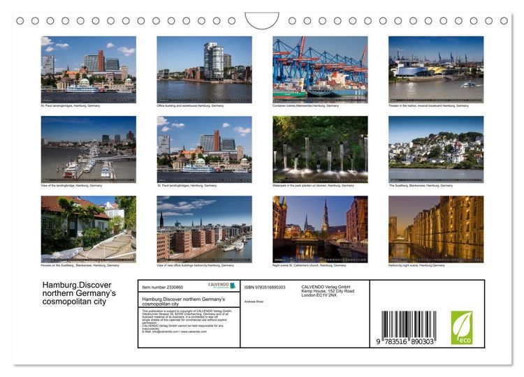 Produktbild: Hamburg.Discover northern Germany&rsquo;s cosmopolitan city (Wall Calendar 2027 DIN A4 landscape), CALVENDO 12 Month Wall Calendar