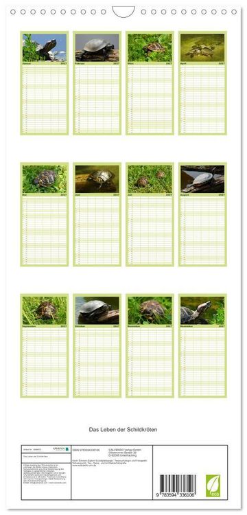 Produktbild: Familienplaner 2027 - Das Leben der Schildkr&ouml;ten mit 5 Spalten (Wandkalender, 21 x 45 cm) CALVENDO