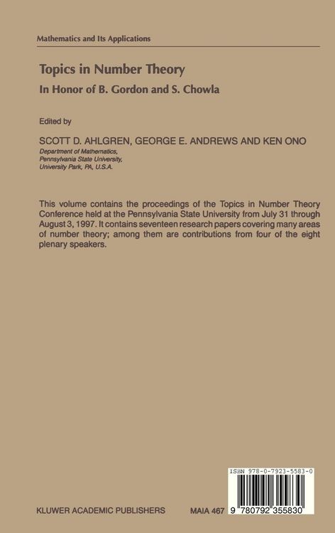 Produktbild: Topics in Number Theory