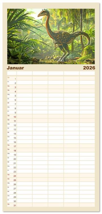 Produktbild: Familienplaner 2026 - Vergessene Wunder - Ein Jahr mit ausgestorbenen Tieren mit 5 Spalten (Wandkalender, 21 x 45 cm) CALVENDO