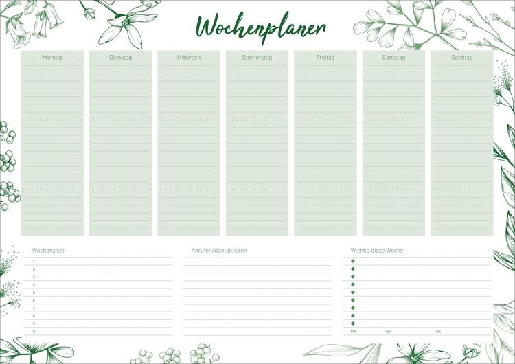 Produktbild: Schreibunterlage Design mit Wochenplan