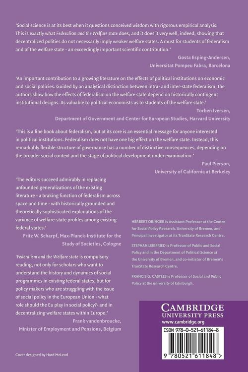 Produktbild: Federalism and the Welfare State
