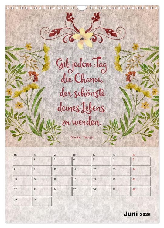 Produktbild: Lebensweisheiten zum Reflektieren (Wandkalender 2026 DIN A3 hoch), CALVENDO Monatskalender