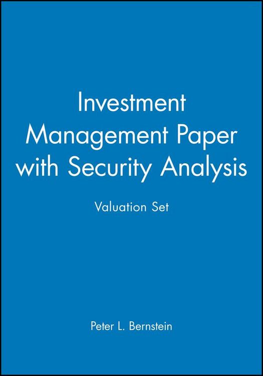 Produktbild: Investment Management Paper with Security Analysis Valuation Set