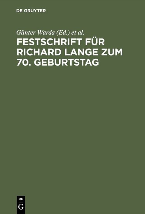 Produktbild: Festschrift f&uuml;r Richard Lange zum 70. Geburtstag
