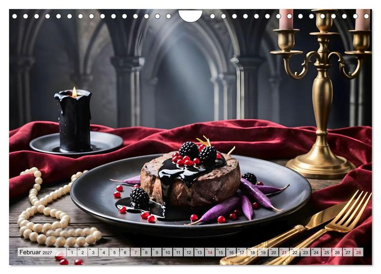 Produktbild: Schattenbankett - Gothic Fine Dining &ndash; 12 Men&uuml;s in dunkler Eleganz (Wandkalender 2027 DIN A4 quer), CALVENDO Monatskalender