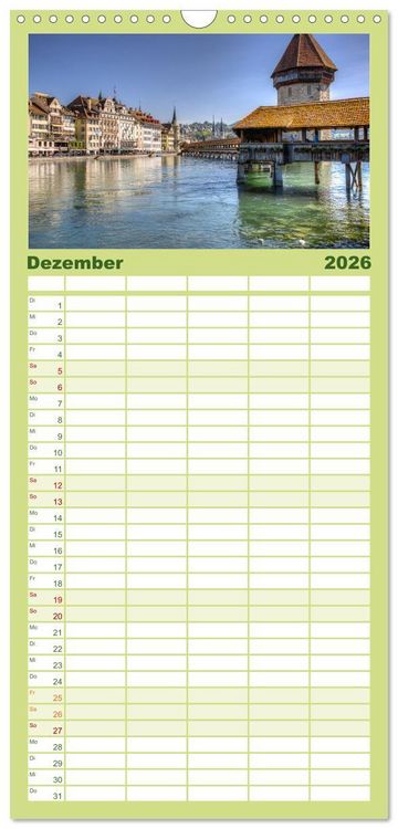Produktbild: Familienplaner 2026 - Luzern an der Reuss mit 5 Spalten (Wandkalender, 21 x 45 cm) CALVENDO