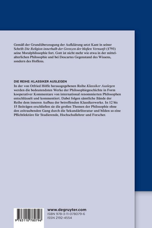 Produktbild: Immanuel Kant: Die Religion innerhalb der Grenzen der blo&szlig;en Vernunft