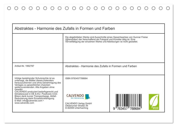 Produktbild: Abstraktes - Harmonie des Zufalls in Formen und Farben (Tischkalender 2026 DIN A5 quer), CALVENDO Monatskalender
