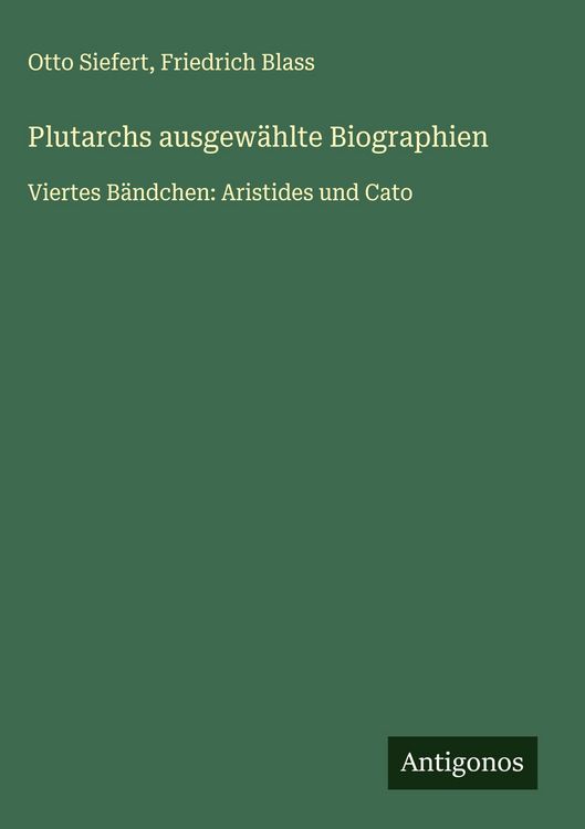 Produktbild: Plutarchs ausgew&auml;hlte Biographien
