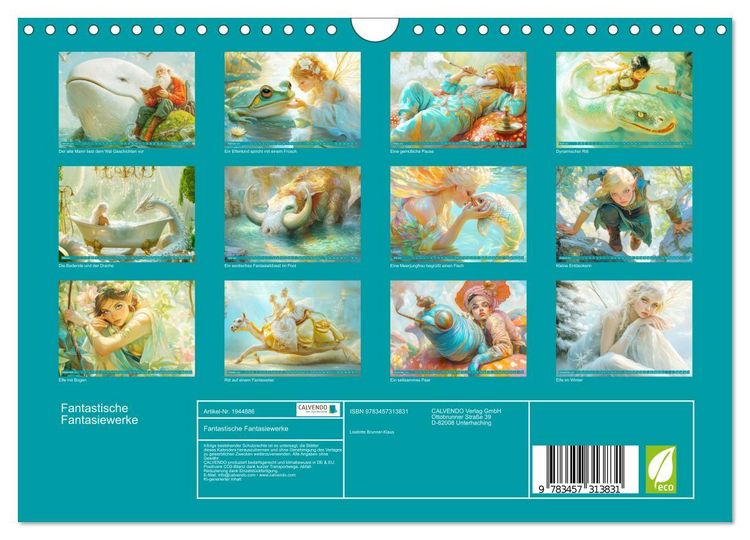 Produktbild: Fantastische Fantasiewerke (Wandkalender 2026 DIN A4 quer), CALVENDO Monatskalender