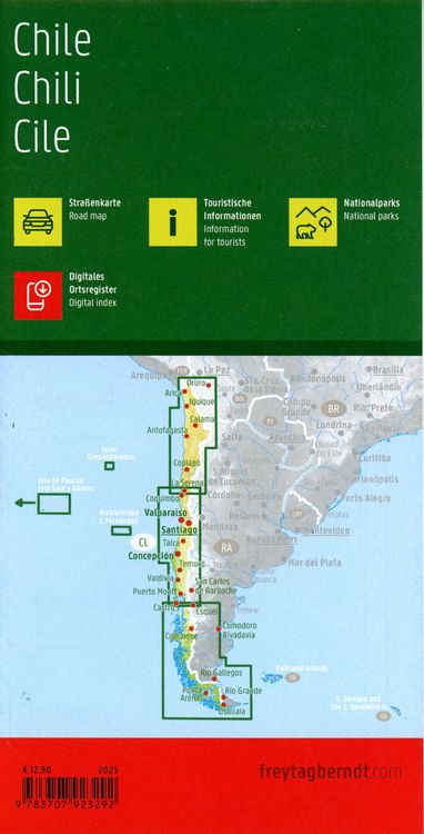 Produktbild: freytag & berndt Stra&szlig;enkarte Chile 1:1,2 Mio.