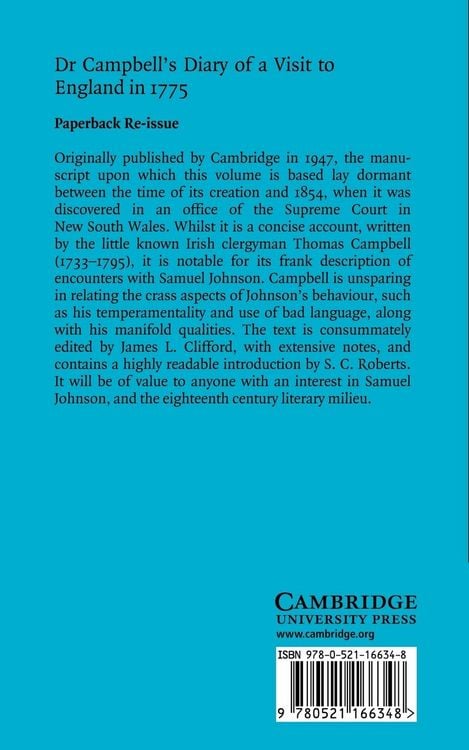 Produktbild: Dr Campbell's Diary of a Visit to England in 1775