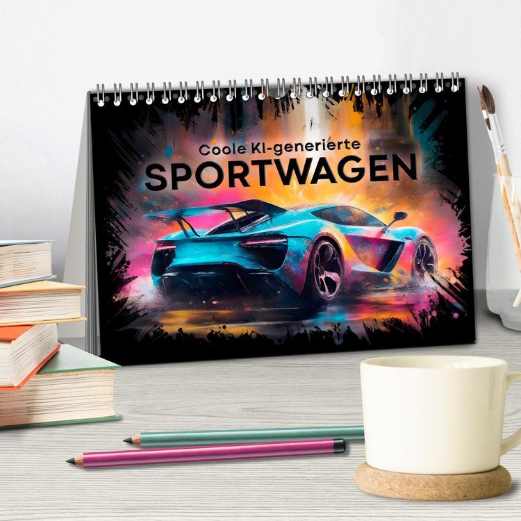 Produktbild: Coole KI-generierte SPORTWAGEN (Tischkalender 2026 DIN A5 quer), CALVENDO Monatskalender