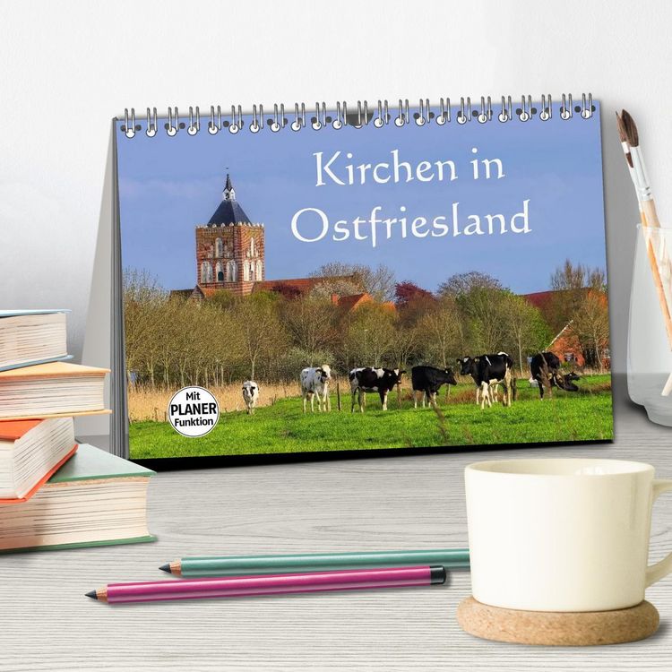 Produktbild: Kirchen in Ostfriesland (Tischkalender 2026 DIN A5 quer), CALVENDO Monatskalender