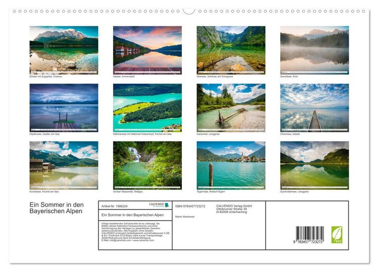 Produktbild: Ein Sommer in den Bayerischen Alpen (hochwertiger Premium Wandkalender 2026 DIN A2 quer), Kunstdruck in Hochglanz