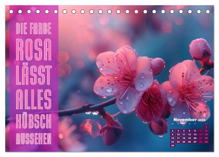 Produktbild: Lieblingsfarbe Rosa - mit coolen Spr&uuml;chen (Tischkalender 2026 DIN A5 quer), CALVENDO Monatskalender
