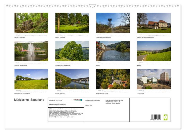 Produktbild: M&auml;rkisches Sauerland (Wandkalender 2026 DIN A2 quer), CALVENDO Monatskalender
