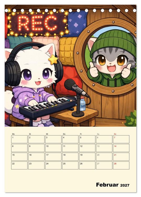 Produktbild: Mia und die Miezband (Tischkalender 2027 DIN A5 hoch), CALVENDO Monatskalender