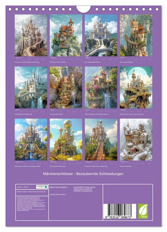 Produktbild: M&auml;rchenschl&ouml;sser - Bezaubernde Schlossburgen (Wandkalender 2026 DIN A4 hoch), CALVENDO Monatskalender