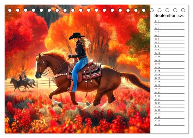 Produktbild: Westernreiten - Jahreszeiten im Sattel (Tischkalender 2026 DIN A5 quer), CALVENDO Monatskalender
