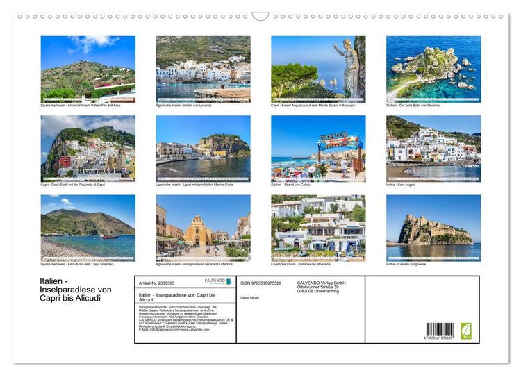 Produktbild: Italien - Inselparadiese von Capri bis Alicudi (Wandkalender 2027 DIN A2 quer), CALVENDO Monatskalender