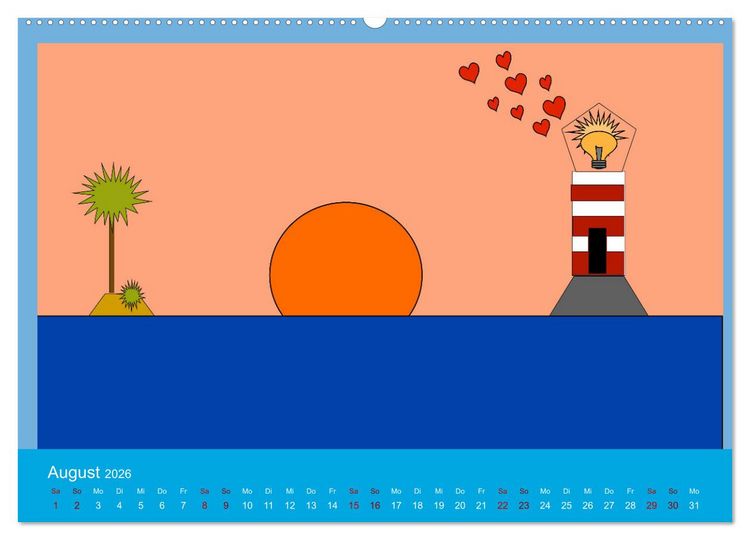 Produktbild: Leuchtturm im Meer (hochwertiger Premium Wandkalender 2026 DIN A2 quer), Kunstdruck in Hochglanz
