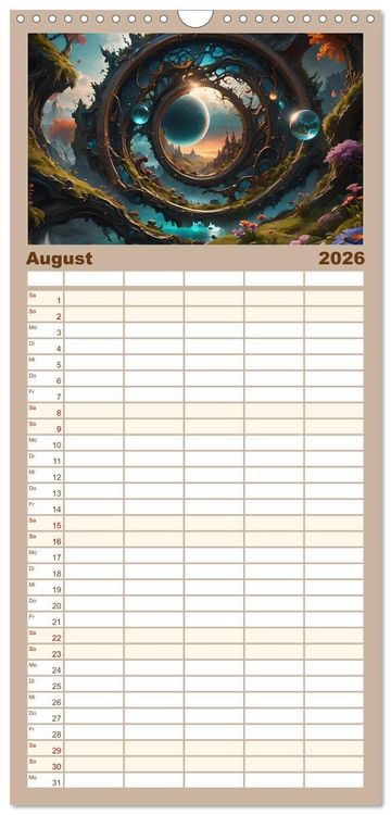 Produktbild: Familienplaner 2026 - Portale in fremde Welten - Mystische Pforten mit 5 Spalten (Wandkalender, 21 x 45 cm) CALVENDO
