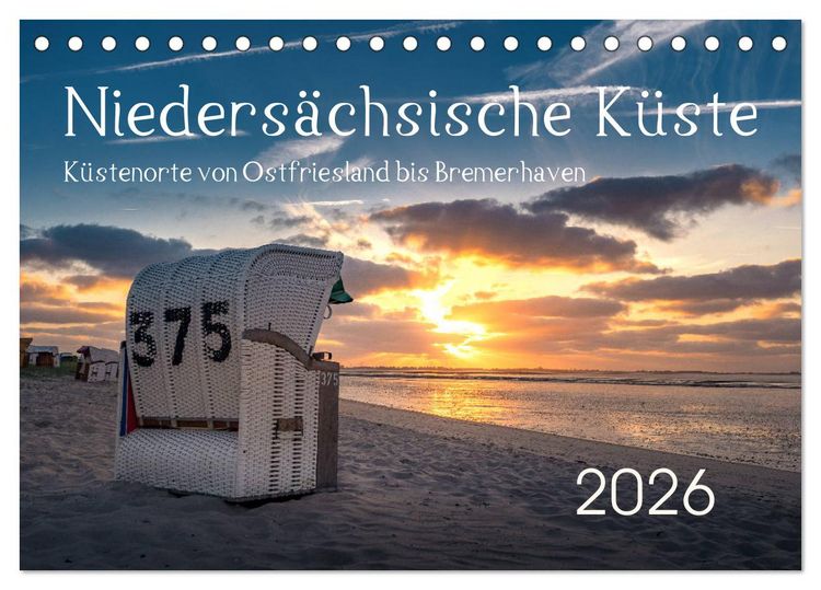 Produktbild: Nieders&auml;chsische K&uuml;ste - K&uuml;stenorte von Ostfriesland bis Bremerhaven (Tischkalender 2026 DIN A5 quer), CALVENDO Monatskalender