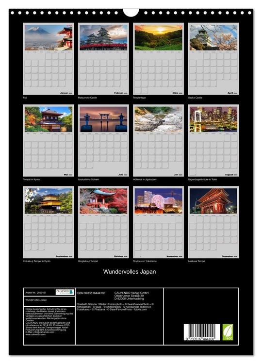 Produktbild: Wundervolles Japan (Wandkalender 2026 DIN A3 hoch), CALVENDO Monatskalender