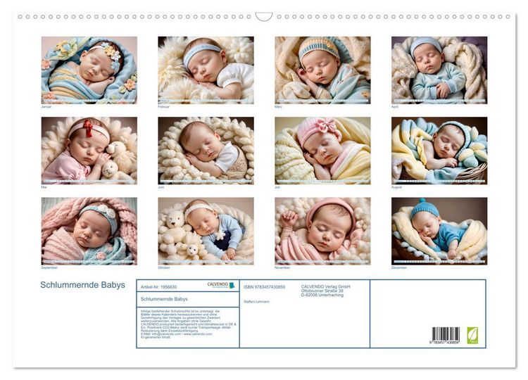 Produktbild: Schlummernde Babys (Wandkalender 2026 DIN A2 quer), CALVENDO Monatskalender