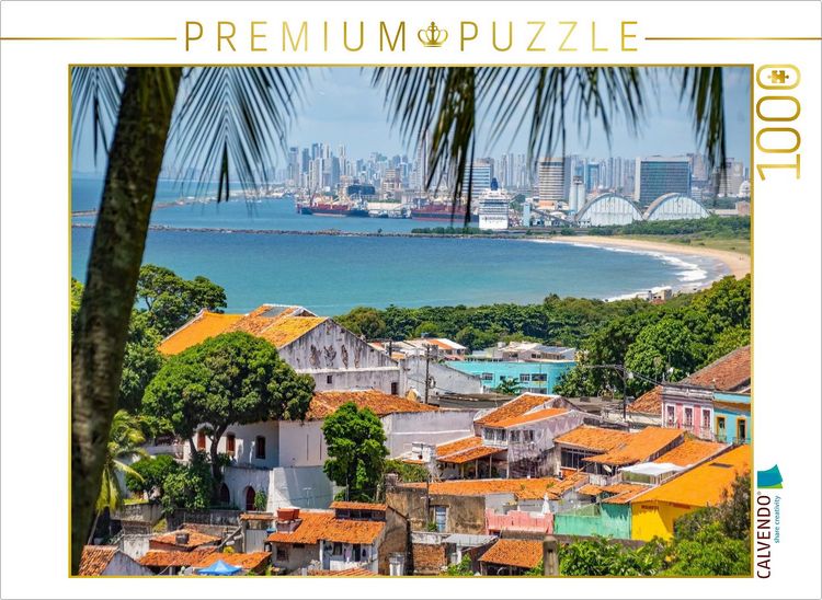 Produktbild: CALVENDO Puzzle Skyline Recifes im Hintergrund, Olinda, Brasilien | 1000 Teile Lege-Gr&ouml;&szlig;e 64x48cm Foto-Puzzle f&uuml;r gl&uuml;ckliche Stunden