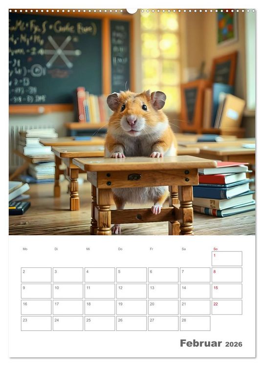 Produktbild: School Hamster - Eifrige KI Hamster pr&auml;sentieren ihre Hamsterschule (hochwertiger Premium Wandkalender 2026 DIN A2 hoch), Kunstdruck in Hochglanz
