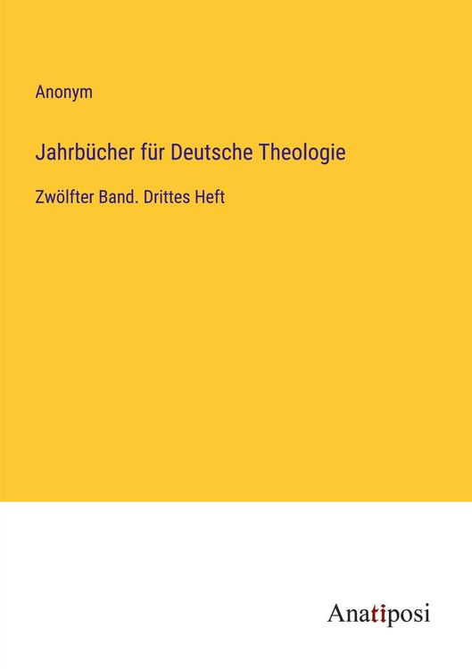 Produktbild: Jahrb&uuml;cher f&uuml;r Deutsche Theologie