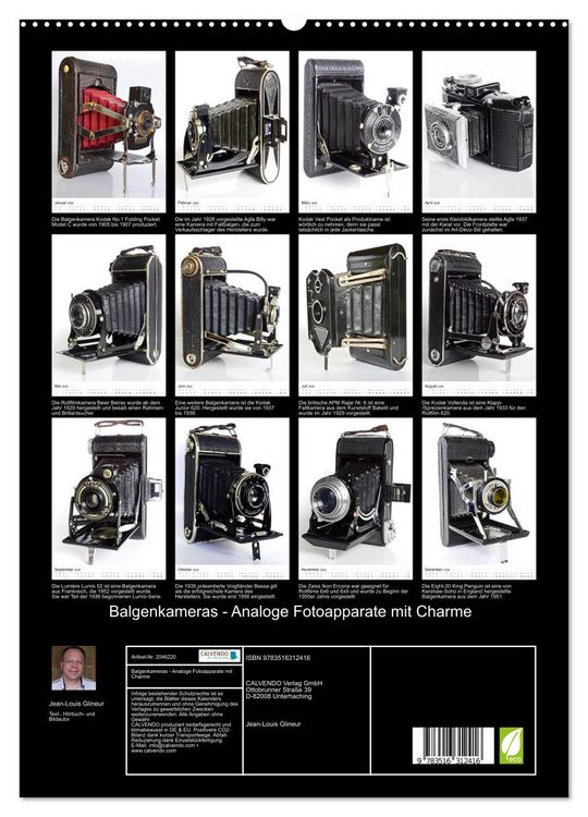 Produktbild: Balgenkameras - Analoge Fotoapparate mit Charme (hochwertiger Premium Wandkalender 2026 DIN A2 hoch), Kunstdruck in Hochglanz