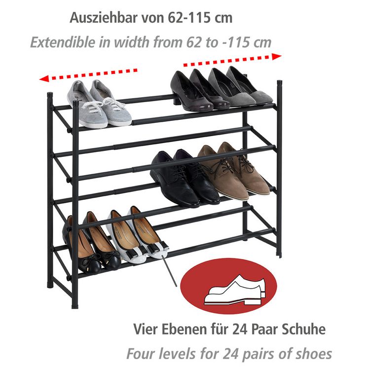 Produktbild: Anti-Rutsch-Schuhregal Mod. Hero ausziehbar, aus pulverbeschichtetem Metall