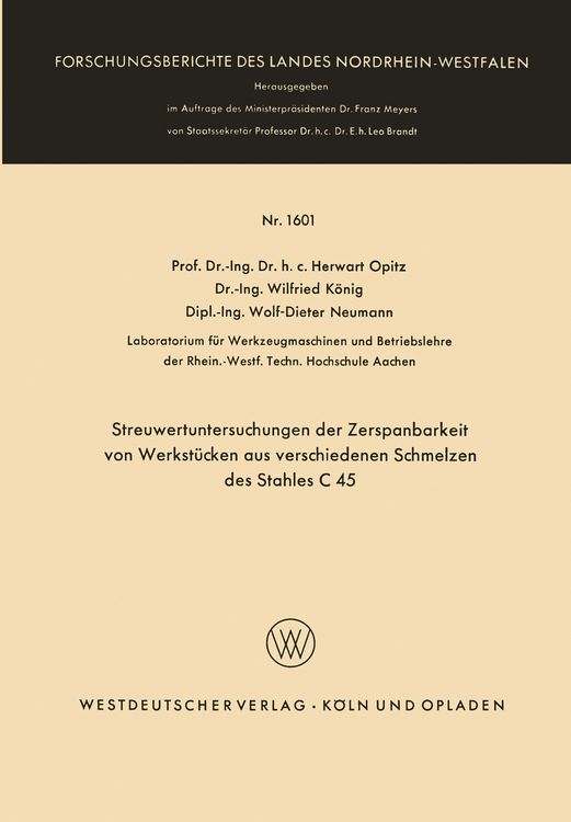 Produktbild: Streuwertuntersuchungen der Zerspanbarkeit von Werkst&uuml;cken aus verschiedenen Schmelzen des Stahles C 45