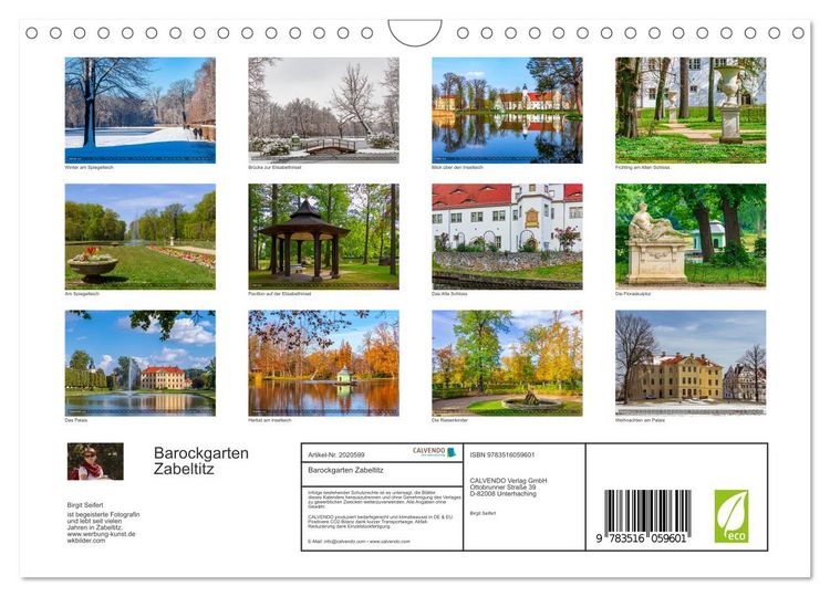 Produktbild: Barockgarten Zabeltitz (Wandkalender 2026 DIN A4 quer), CALVENDO Monatskalender