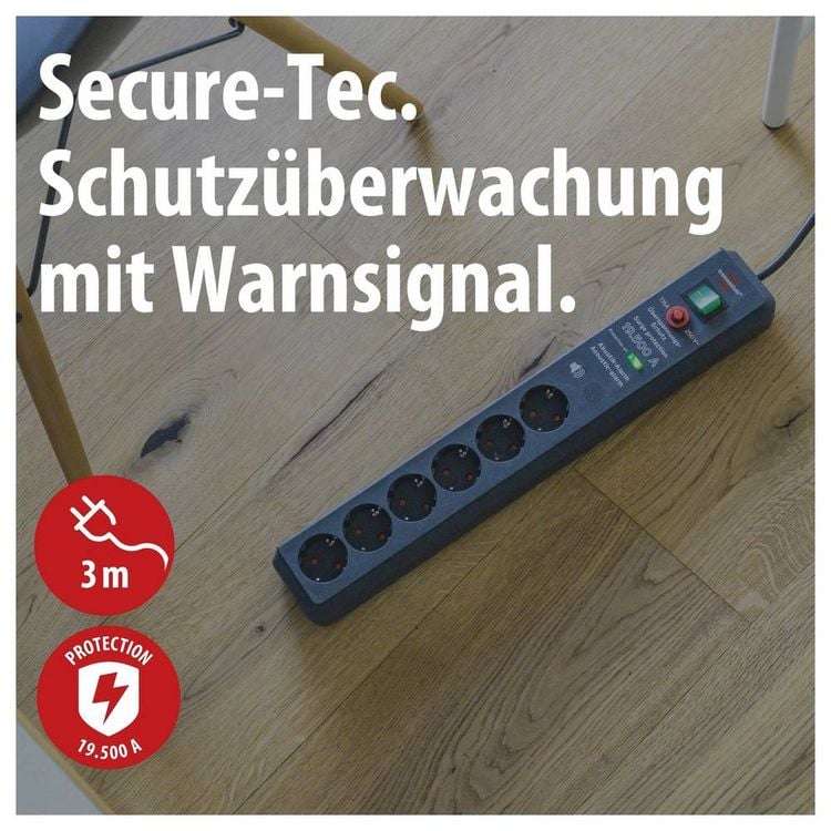 Produktbild: Brennenstuhl 1159540376 &Uuml;berspannungsschutz-Steckdosenleiste 6fach Anthrazit Schutzkontakt 1 St.