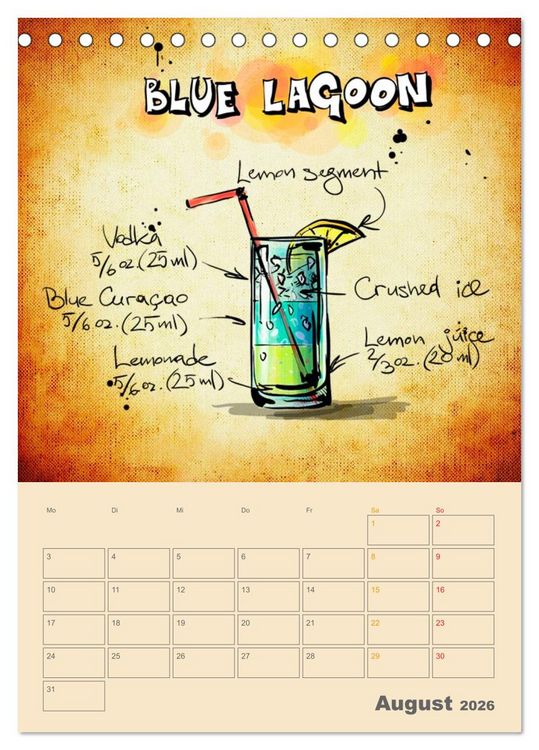 Produktbild: Coole Cocktails (Tischkalender 2026 DIN A5 hoch), CALVENDO Monatskalender