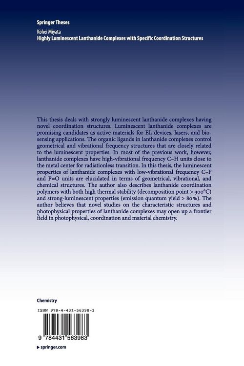 Produktbild: Highly Luminescent Lanthanide Complexes with Specific Coordination Structures