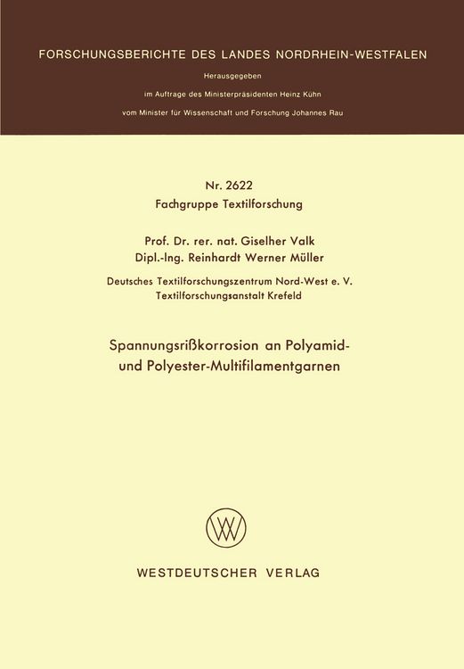 Produktbild: Spannungsri&szlig;korrosion an Polyamid- und Polyester-Multifilamentgarnen